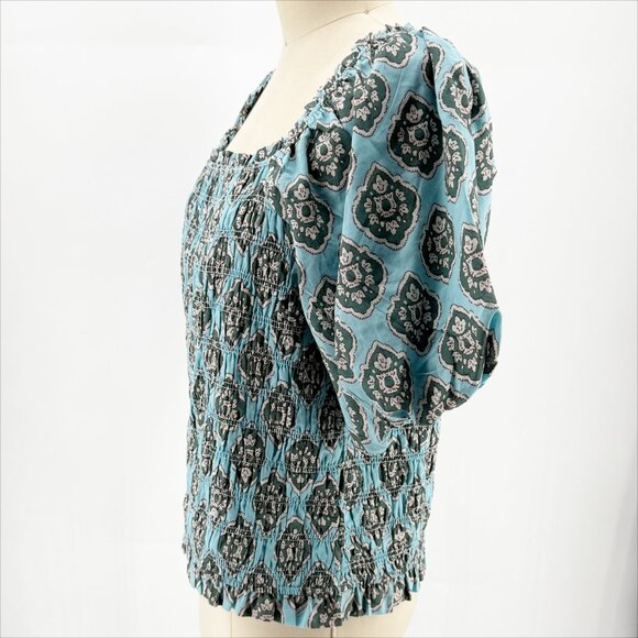 Maurices Medallion Smocked Puff Sleeve Blouse XL - Picture 5 of 10